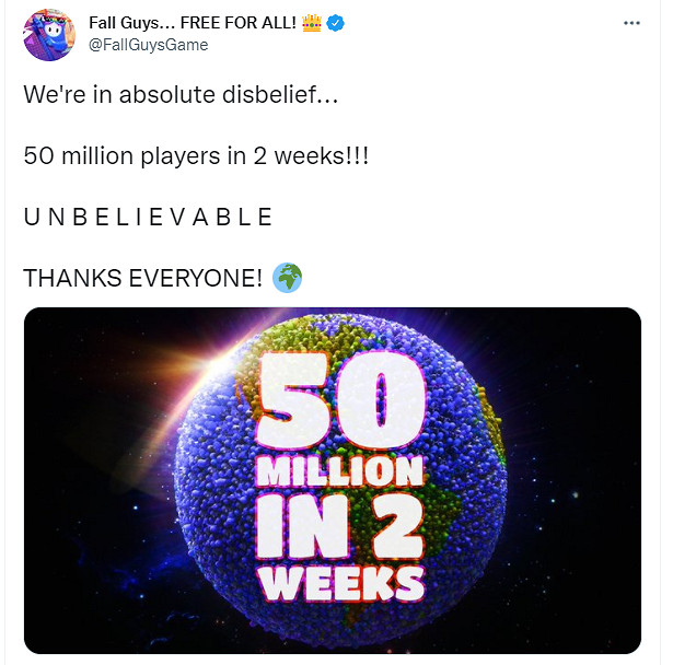 《糖豆人》玩家數突破5000萬 官方感到驚訝 《糖豆人》玩家數突破5000萬 官方感到驚訝