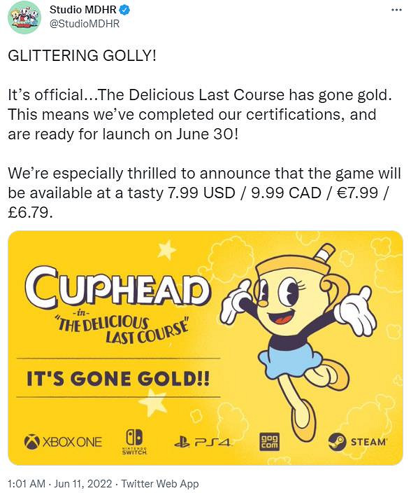 《茶杯頭》DLC“美味的最後一道菜”進廠壓盤 6月30日發售 《茶杯頭》DLC“美味的最後一道菜”進廠壓盤 6月30日發售